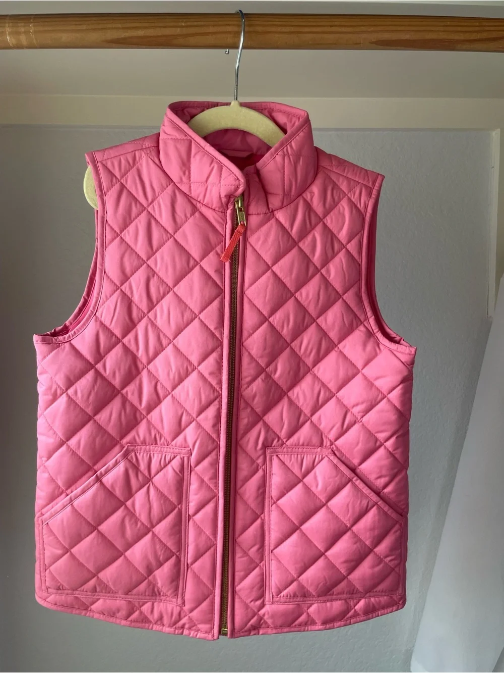 Crewcuts Quilted Pink Puffer Vest with Stand Collar